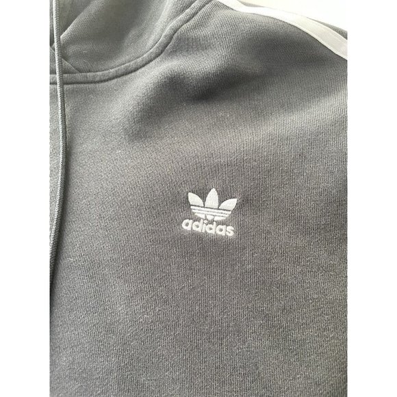 Adidas ADICOLOR CLASSICS CROP HOODIE M Black White Originals Cropped Trefoil - Picture 6 of 10